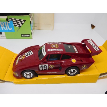 Coche Scalextric Exin años 80 en caja Porsche 935 Jägermeifter en granate. Ref 4067.