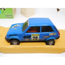 Coche Scalextric Exin años 80 en caja Renault R5 Copa en azul.