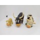 Figuras en goma de toro, vaca y ternero.