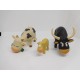 Figuras en goma de toro, vaca y ternero.