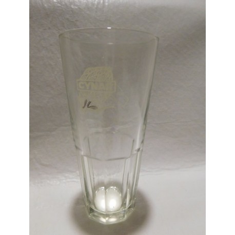 Vaso serigrafiado bebida Cynar seco soda y largo con medidor.  Años 60.