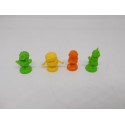 Cuatro figuras de los Minions tipo Dunkin. Monocromos. Desconozco fabricante. Ref 1