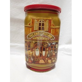 Lata de café Soley antigua.  Tiene tapa con logo en plástico rojo.