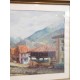 Pintura al oleo de escena rural con hórreo. Desconozco fecha. Se entrega con marco original.