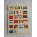 Cuaderno antiguos de dos rayas con banderas de países. Años 70.