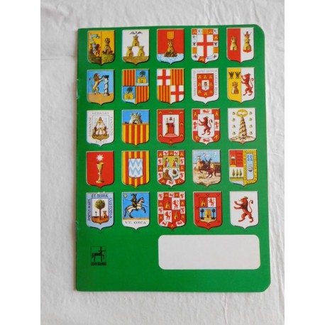 Cuaderno antiguos de dos rayas con banderas regionales. Años 70.