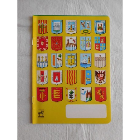 Cuaderno antiguos de dos rayas con banderas regionales. Años 70.
