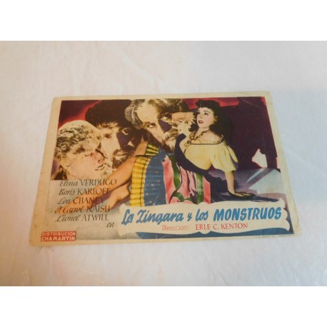 Programa de mano  La Zingara y los Monstruos. Publicidad Cine Apolo.